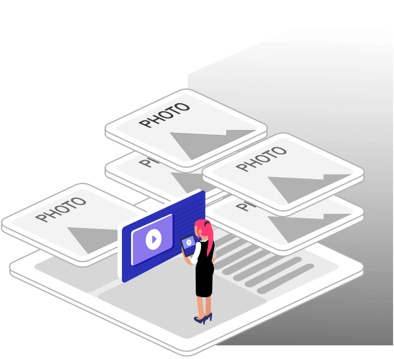 Illustration of woman use touch screen